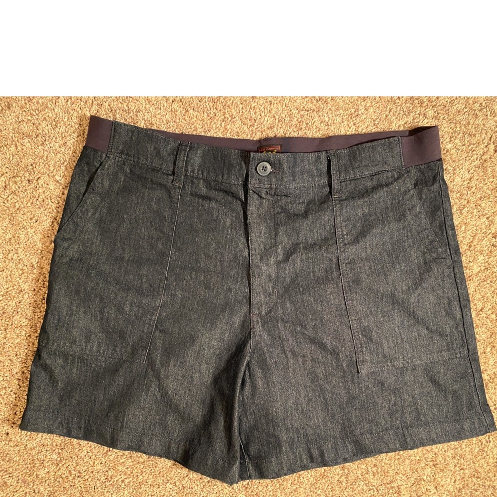 Lee Womens Plus Size 20 Dark Indigo Stretch Denim Shorts Elastic Waist 112366421
